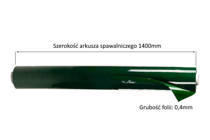 Arkusz spawalniczy zielony o szerokości 1400mm i grubości folii zaledwie 0,4mm