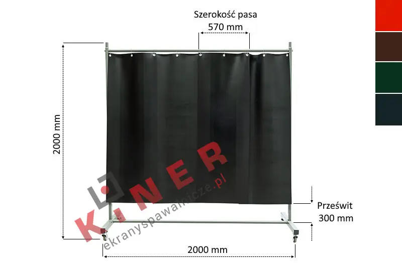 Ekran spawalniczy KF200P570 z pasów folii spawalniczej 570x1x1600mm - wymiary 4K