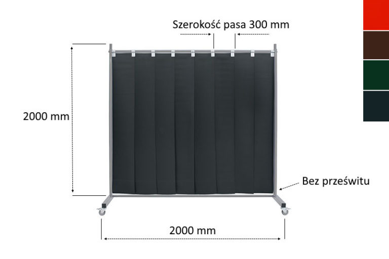 Ekran spawalniczy Long 200x200 cm pasy 300x2 mm wymiary 4K